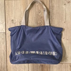 Large Tote Shoulder Bag Light Blue w Gray Straps